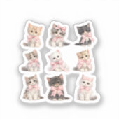 Adorable Pink Bow Kittens Cute Cat Lover's  Sticker (Voorkant)