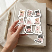 Adorable Pink Bow Kittens Cute Cat Lover's  Sticker