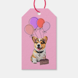 Adorable Pink Corgi Birthday Customizable Cadeaulabel