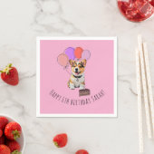 Adorable Pink Corgi Birthday Customizable Servet (Insitu)