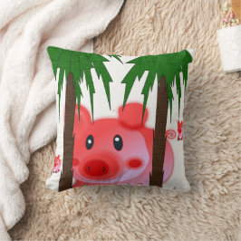 Adorable Pink Pig Throw Pillow  Kussen