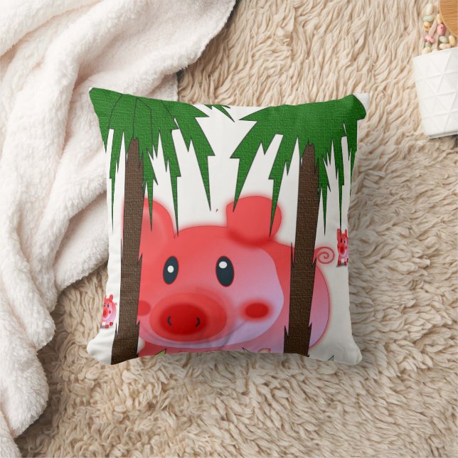 Adorable Pink Pig Throw Pillow  Kussen (Deken)