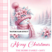 Adorable Pink Snowman Mug Cozy Christmas Scene Koffiemok