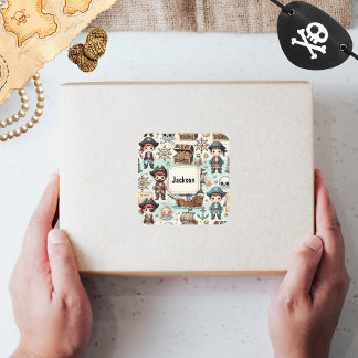 Adorable Pirate-Themed Kids Vierkante Sticker