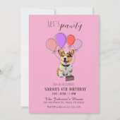 Adorable Playful Pink Corgi Birthday Customizable Kaart (Voorkant)