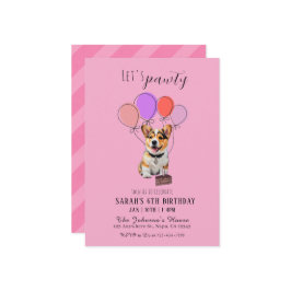 Adorable Playful Pink Corgi Birthday Customizable Kaart
