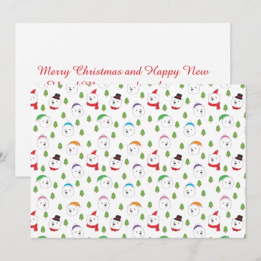 Adorable Polar Bear Head Christmas Feestdagenkaart (Voorkant / Achterkant)