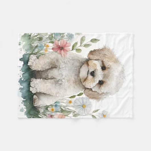 Adorable Poodle Puppy Dog Fleece Deken (Voorkant (Horizontaal))