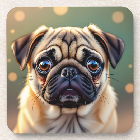 Adorable Pug Close up | Cute Dog  Bier Onderzetter (Voorkant)