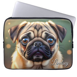 Adorable Pug Close up | Cute Dog Personalized Laptop Sleeve