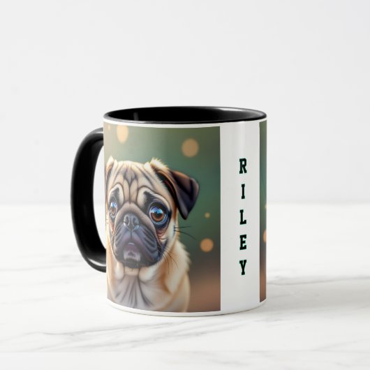 Adorable Pug Close up | Cute Dog Personalized Mok (Voorkant links)