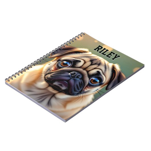 Adorable Pug Close up | Cute Dog Personalized Notitieboek (Linkerzijde)