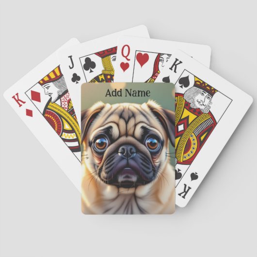 Adorable Pug Close up | Cute Dog Personalized Pokerkaarten (Achterkant)