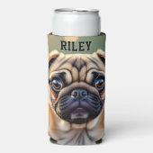 Adorable Pug Close up | Cute Dog Personalized Seltzer Blikjeskoeler (Seltzer Voorkant)
