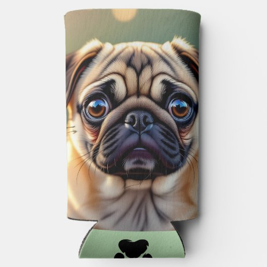 Adorable Pug Close up | Cute Dog Personalized Seltzer Blikjeskoeler (Achterkant)
