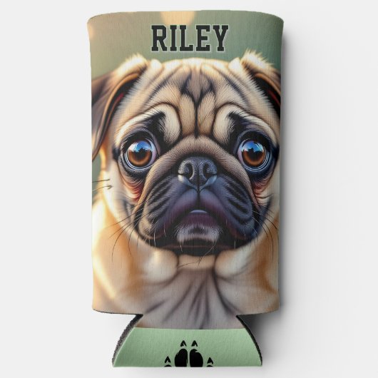 Adorable Pug Close up | Cute Dog Personalized Seltzer Blikjeskoeler (Voorkant)