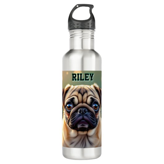 Adorable Pug Close up | Cute Dog Personalized Waterfles (Voorkant)