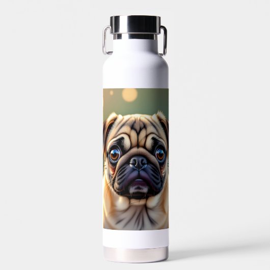 Adorable Pug Close up | Cute Dog Personalized Waterfles (Voorkant)