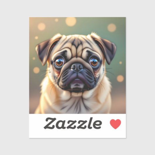 Adorable Pug Close up | Cute Dog Sticker (Vel)