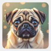 Adorable Pug Close up | Cute Dog Vierkante Sticker (Voorkant)