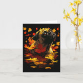 Adorable Pug With Forest Leaves Cozy Autumn Dog Fa Kaart (Gele Bloem)
