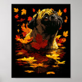 Adorable Pug With Forest Leaves Cozy Autumn Dog Fa Poster (Voorkant)
