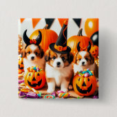 Adorable puppies halloween vierkante button 5,1 cm (Voorkant)