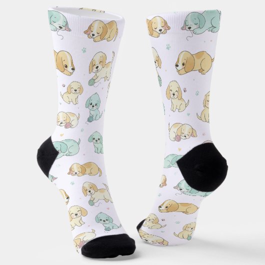 Adorable Puppy Crew Socks Sokken (Gebogen)