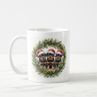 Adorable Puppy Rottweilers Christmas Mug Koffiemok