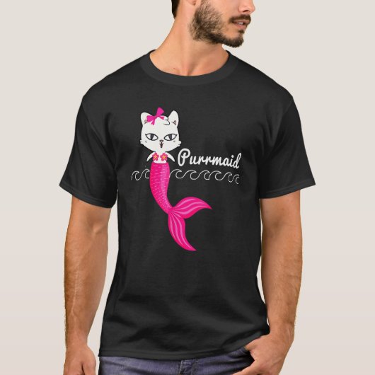 Adorable Purrmaid White Cat Cute Mermaid Beach Gir T-shirt (Voorkant)