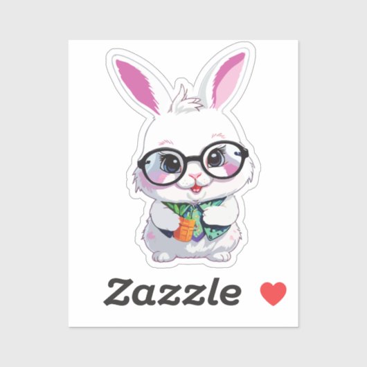 Adorable Rabbit with Sunglasses Vinyl Sticker (Vel)