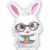 Adorable Rabbit with Sunglasses Vinyl Sticker (Voorkant)