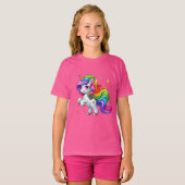 Adorable Rainbow Unicorn with Cloud & Rainbow Mark T-shirt (Voorkant volledig)