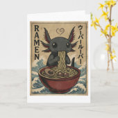 Adorable Ramen Axolotl Noodles Retro Japanese Art Kaart (Gele Bloem)