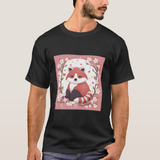 Adorable Red Panda Cherry Blossom Garden Charming  T-shirt