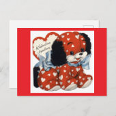 Adorable Red Puppy Vintage Valentine Postcard Briefkaart (Voorkant / Achterkant)