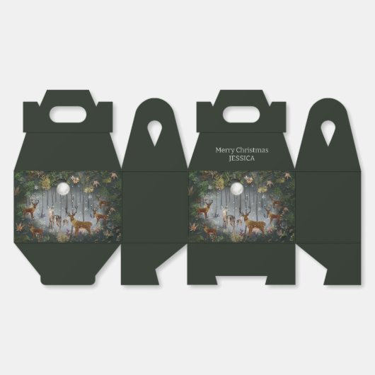 Adorable Reindeer At Night Bedankdoosjes (Ongevouwen)