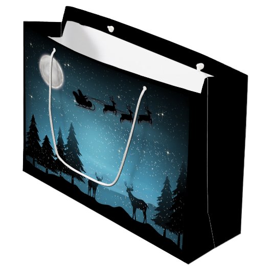 Adorable Reindeer At Night Groot Cadeauzakje (Voorkant Gekanteld)