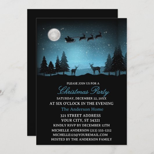 Adorable Reindeer At Night Kaart (Voorkant / Achterkant)