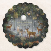 Adorable Reindeer At Night Kartonnen Onderzetters (Voorkant)