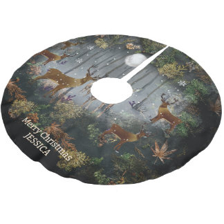 Adorable Reindeer At Night Kerstboom Rok