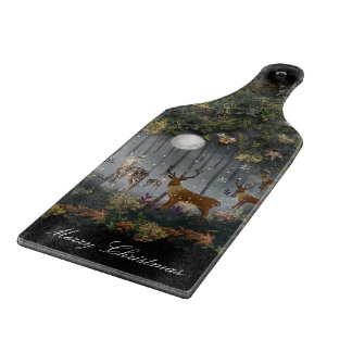 Adorable Reindeer At Night Snijplank