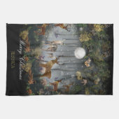 Adorable Reindeer At Night Theedoek (Horizontaal)