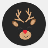 Adorable Reindeer Holiday Graphic - Festive Christ Ronde Sticker (Voorkant)