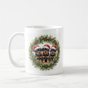 Adorable Rottweiler Puppy Kerstmok Koffiemok