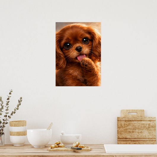 Adorable Ruby Cavalier Spaniel Poster (Keuken)