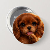 Adorable Ruby Cavalier Spaniel Ronde Button 7,6 Cm (Voorkant /achterkant)