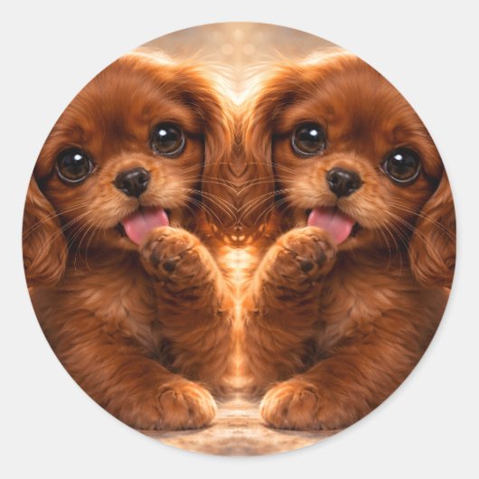 Adorable Ruby Cavalier Spaniel Ronde Sticker (Voorkant)