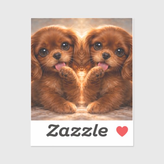 Adorable Ruby Cavalier Spaniel Sticker (Vel)