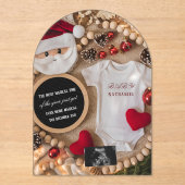 Adorable Santa Christmas Pregnancy Announcement Acryl Uitnodigingen (Voorkant)